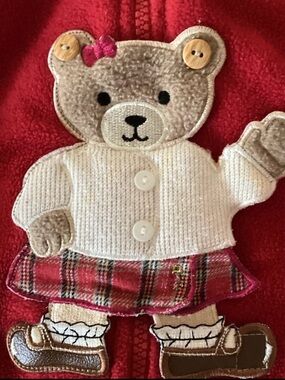 🧸 Teddy Bear Red Fleece Hooded Jacket Emporio Kids Size 3-6 M 🧸